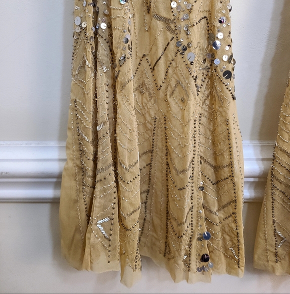 Free People Center Stage Embellished Flare Pants In Nude Size Small - Picture 7 of 8